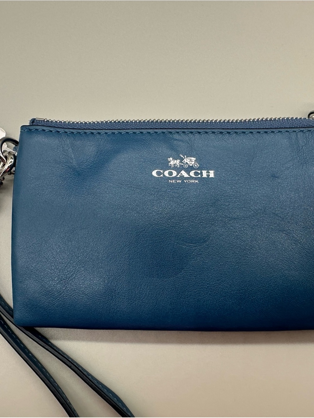 Coach Blue Leather Zip Wristlet Wallet - Picture 2 of 12